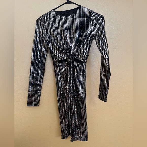 Zara black sequin party dress XS NEW - Picture 1 of 5